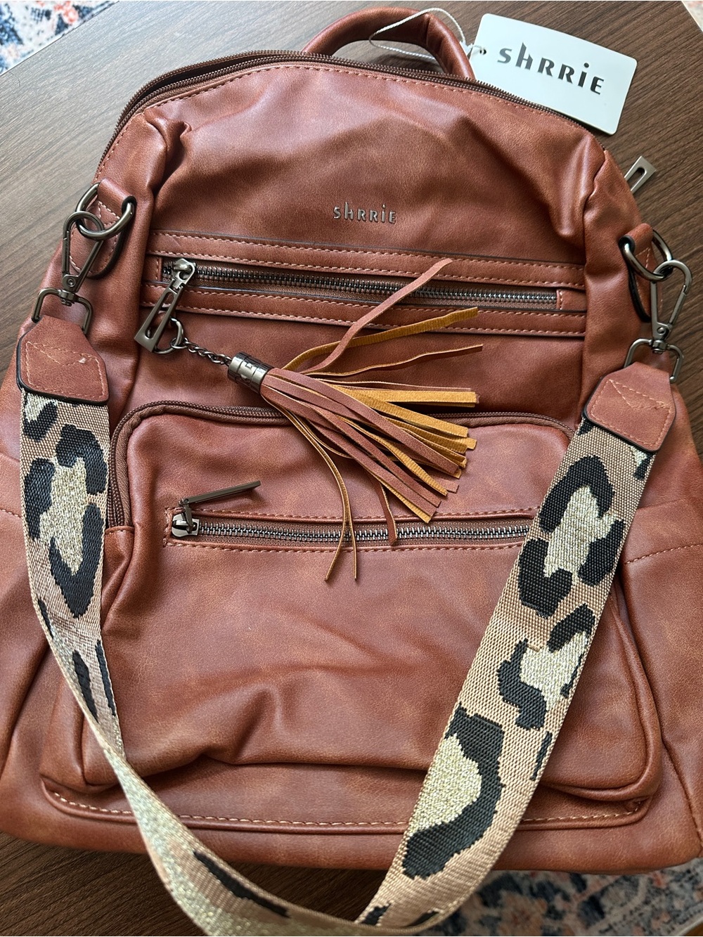 SHRRIE Faux-Leather Tassel Backpack